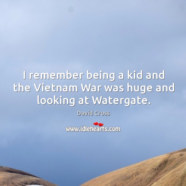 I remember being a kid and the vietnam war was huge and looking at watergate. David Cross Picture Quote