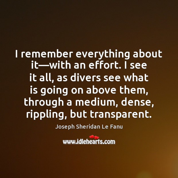 I remember everything about it—with an effort. I see it all, Joseph Sheridan Le Fanu Picture Quote