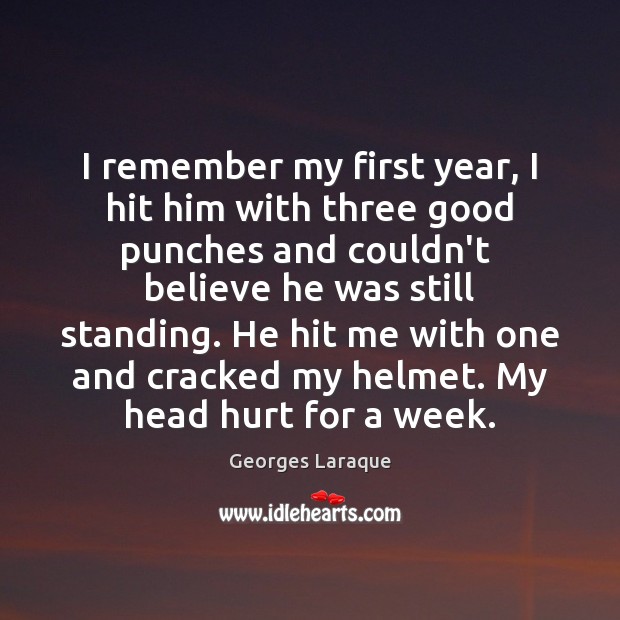 I remember my first year, I hit him with three good punches Georges Laraque Picture Quote