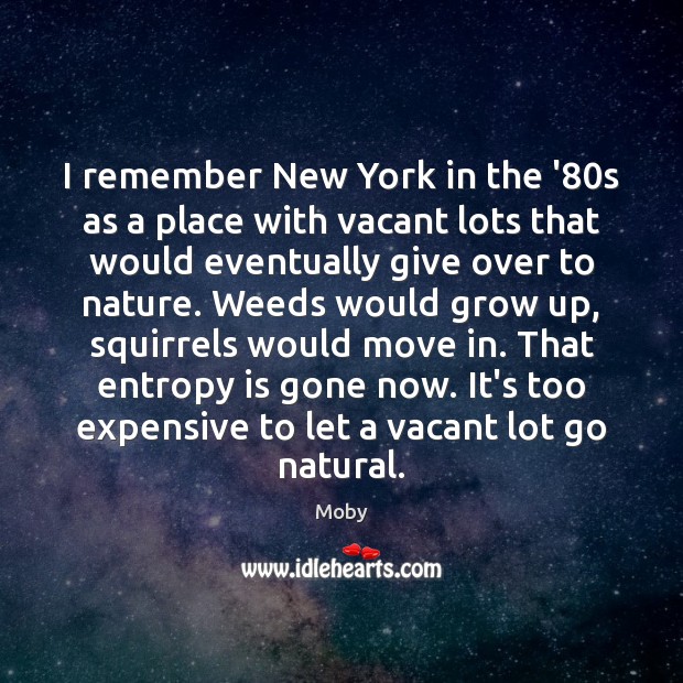 I remember New York in the ’80s as a place with Moby Picture Quote