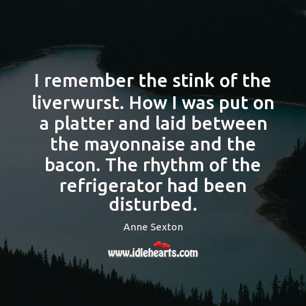 I remember the stink of the liverwurst. How I was put on Anne Sexton Picture Quote