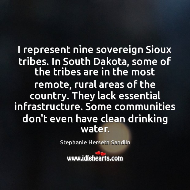 I represent nine sovereign Sioux tribes. In South Dakota, some of the Stephanie Herseth Sandlin Picture Quote