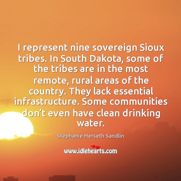 I represent nine sovereign sioux tribes. In south dakota, some of the tribes are in the most remote Stephanie Herseth Sandlin Picture Quote