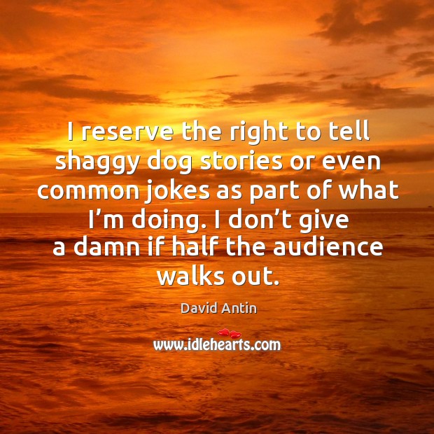 I reserve the right to tell shaggy dog stories or even common jokes as part of what I’m doing. Image
