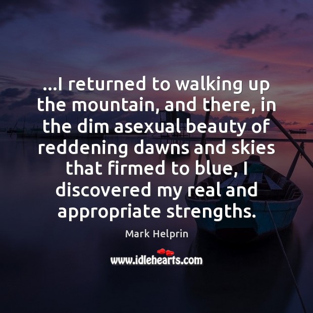 …I returned to walking up the mountain, and there, in the dim 
