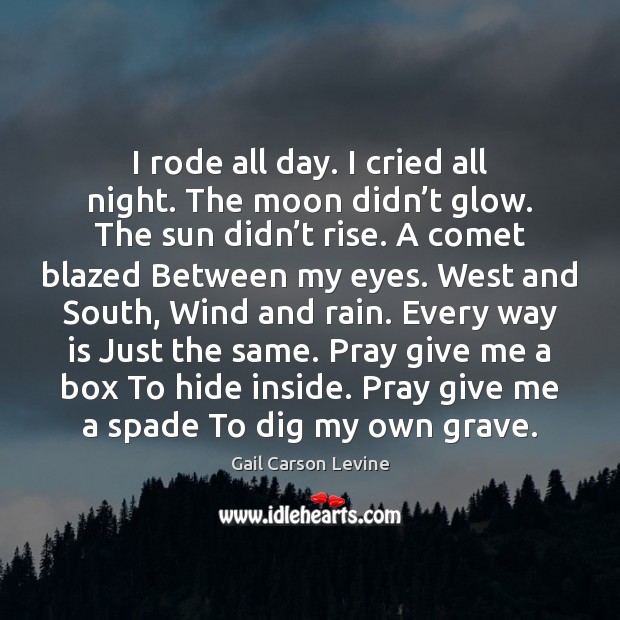 I rode all day. I cried all night. The moon didn’t Gail Carson Levine Picture Quote