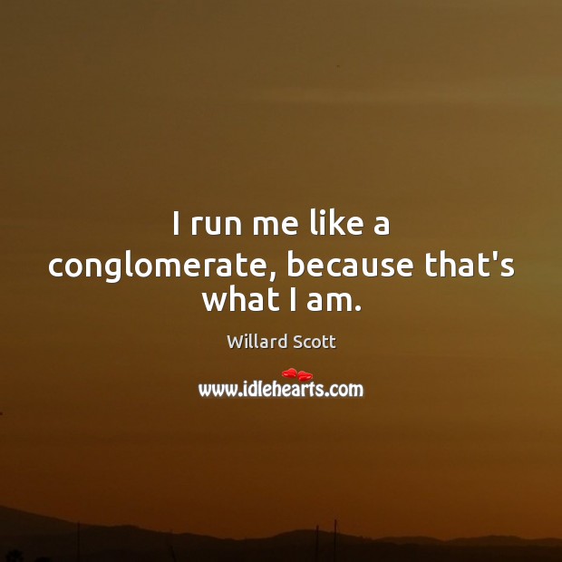 I run me like a conglomerate, because that’s what I am. Image