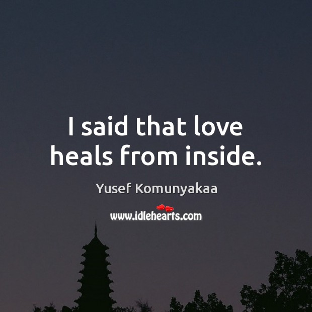 I said that love heals from inside. Yusef Komunyakaa Picture Quote