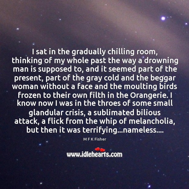 I sat in the gradually chilling room, thinking of my whole past M F K Fisher Picture Quote