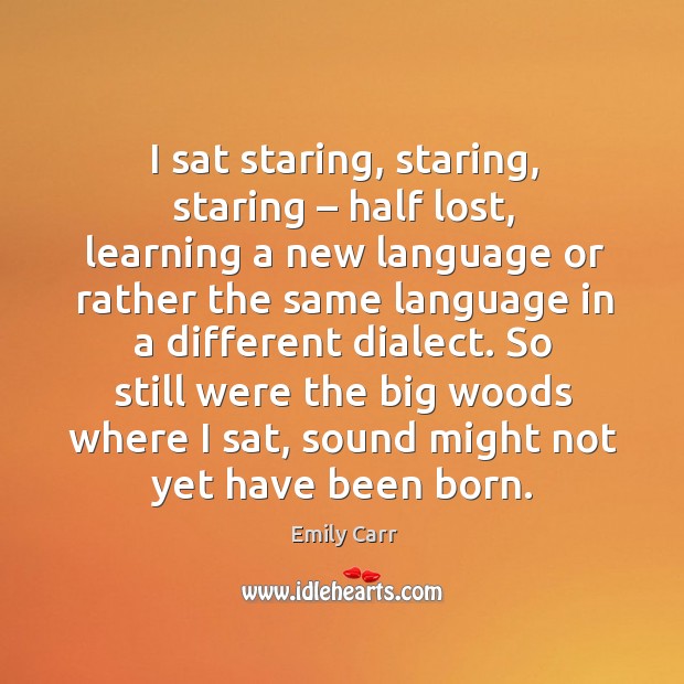 I sat staring, staring, staring – half lost, learning a new language or rather the same Image