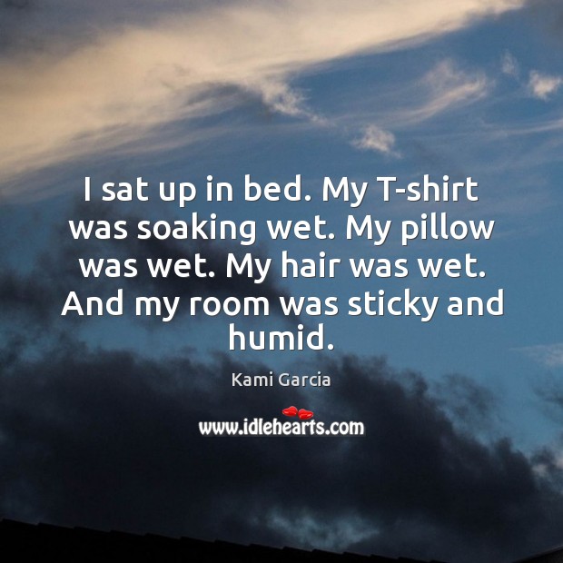 I sat up in bed. My T-shirt was soaking wet. My pillow Image