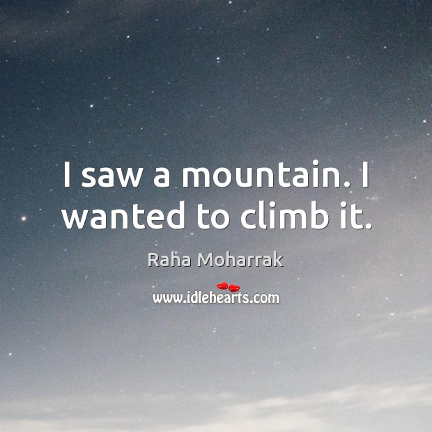 I saw a mountain. I wanted to climb it. Raha Moharrak Picture Quote