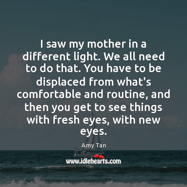 I saw my mother in a different light. We all need to Amy Tan Picture Quote