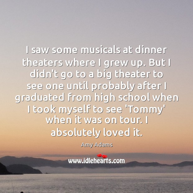 I saw some musicals at dinner theaters where I grew up. But Amy Adams Picture Quote