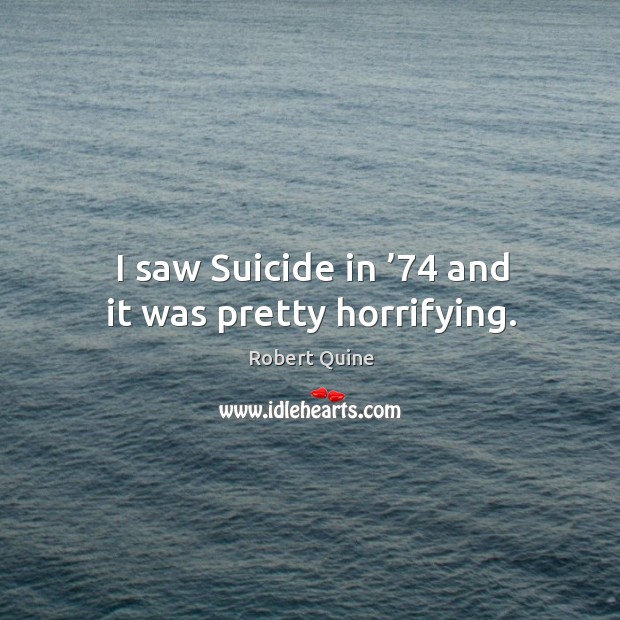 I saw suicide in ’74 and it was pretty horrifying. Robert Quine Picture Quote