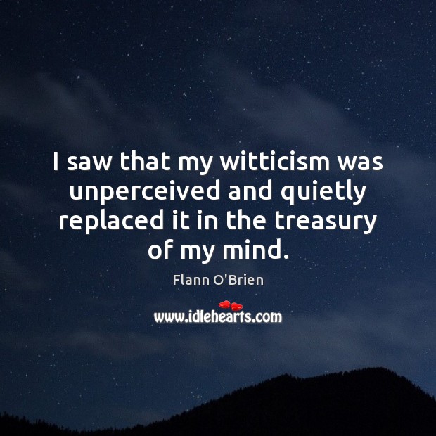 I saw that my witticism was unperceived and quietly replaced it in 