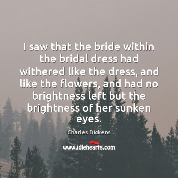 I saw that the bride within the bridal dress had withered like Charles Dickens Picture Quote