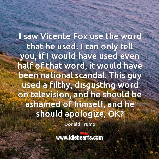 I saw Vicente Fox use the word that he used. I can Donald Trump Picture Quote