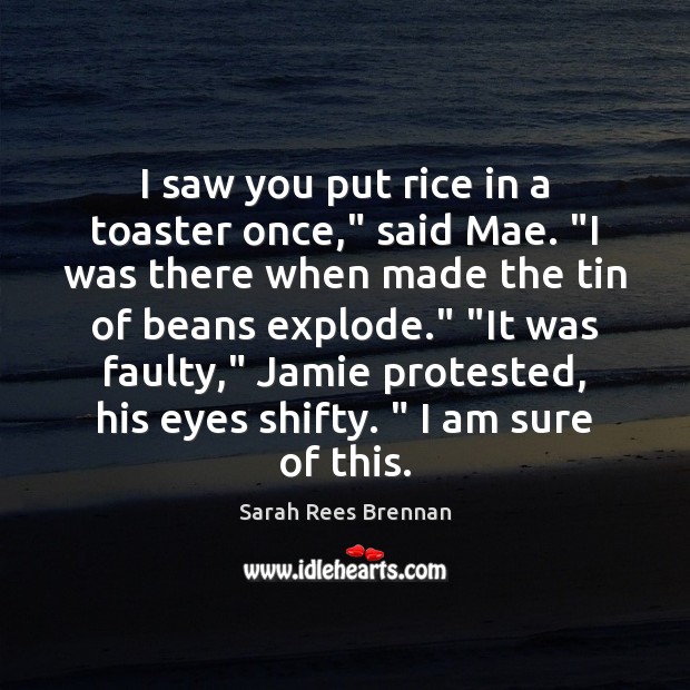 I saw you put rice in a toaster once,” said Mae. “I Sarah Rees Brennan Picture Quote