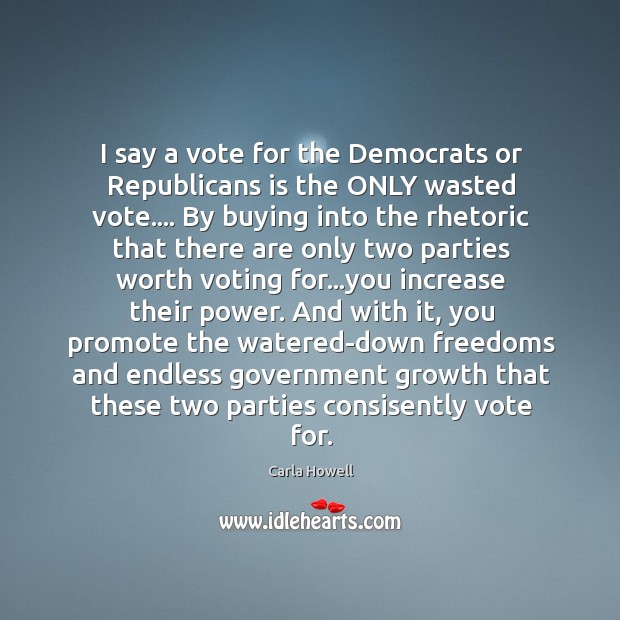 I say a vote for the Democrats or Republicans is the ONLY Image