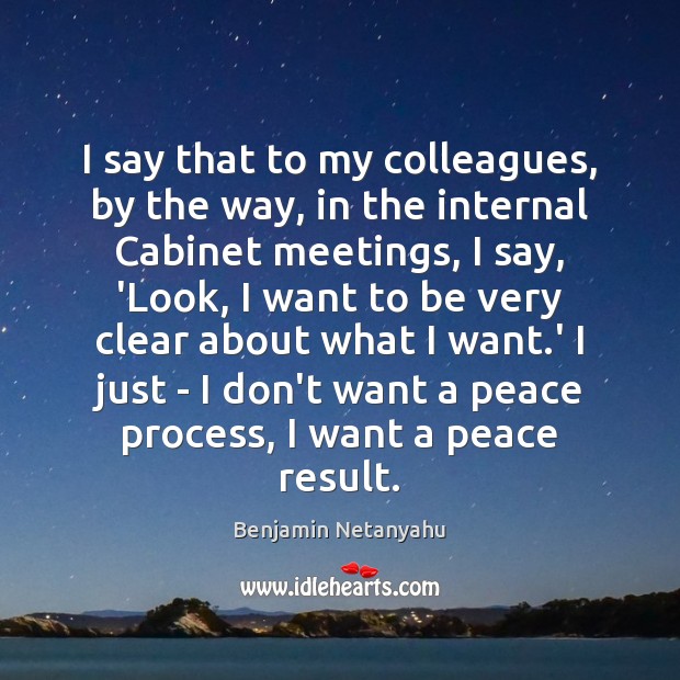 I say that to my colleagues, by the way, in the internal Benjamin Netanyahu Picture Quote