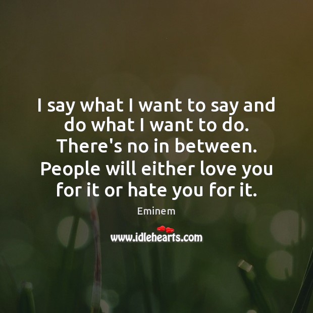 I say what I want to say and do what I want Eminem Picture Quote
