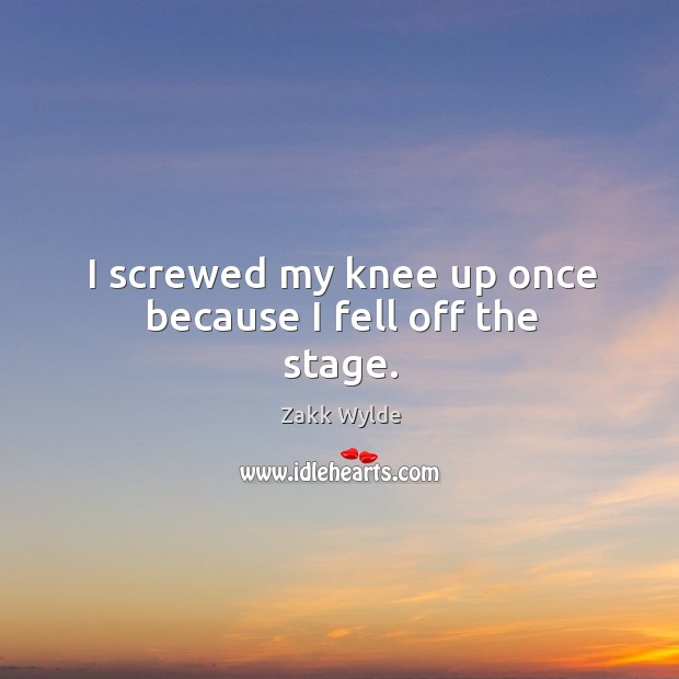 I screwed my knee up once because I fell off the stage. Zakk Wylde Picture Quote