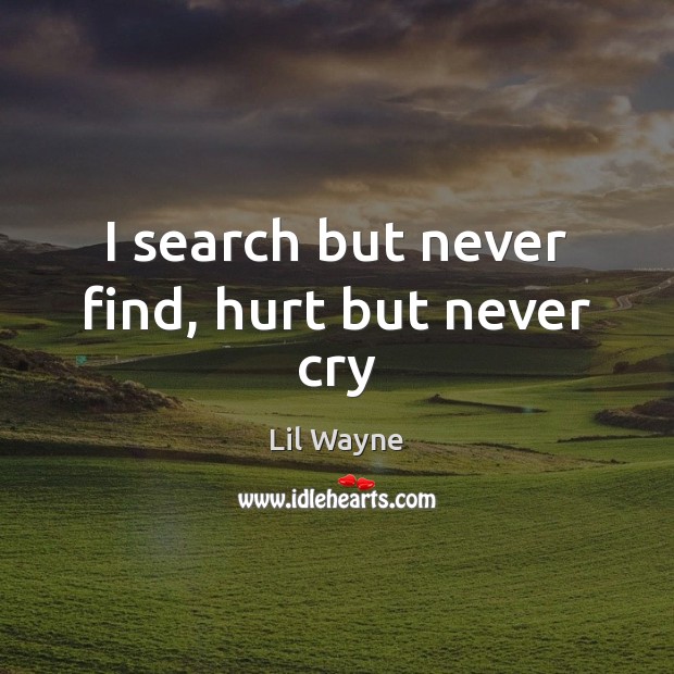 I search but never find, hurt but never cry Lil Wayne Picture Quote