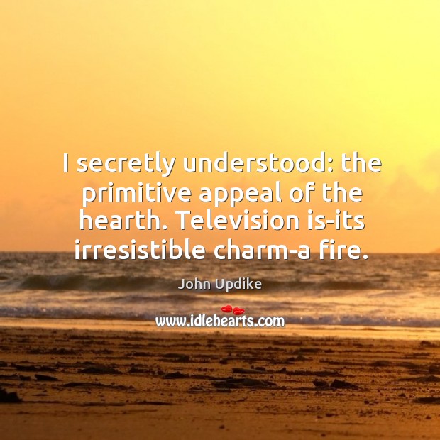 I secretly understood: the primitive appeal of the hearth. Television is-its irresistible charm-a fire. John Updike Picture Quote