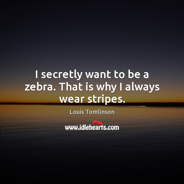 I secretly want to be a zebra. That is why I always wear stripes. Image