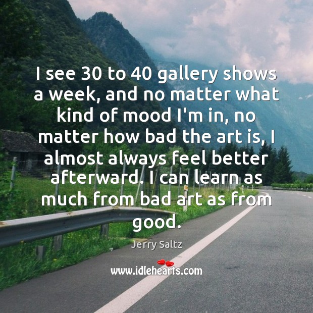 I see 30 to 40 gallery shows a week, and no matter what kind Jerry Saltz Picture Quote