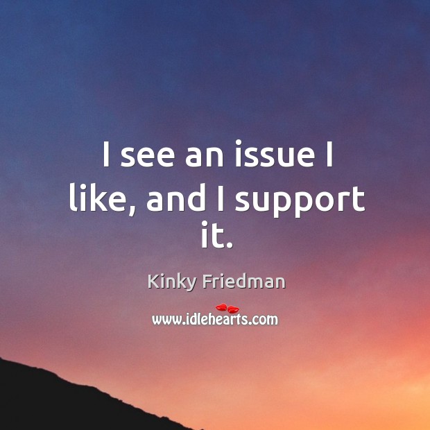I see an issue I like, and I support it. Kinky Friedman Picture Quote