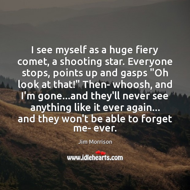 I see myself as a huge fiery comet, a shooting star. Everyone Jim Morrison Picture Quote