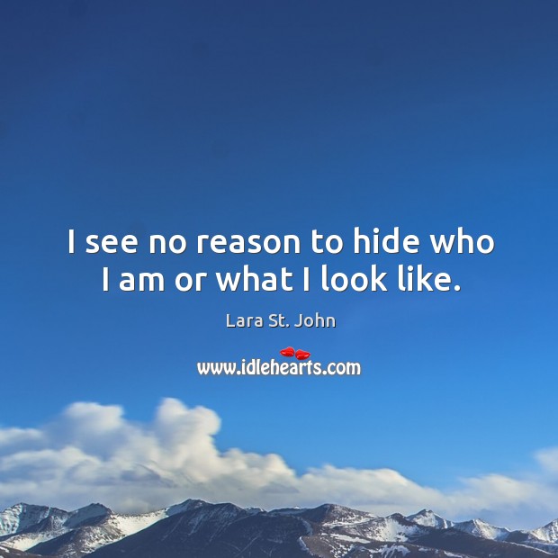 I see no reason to hide who I am or what I look like. Image
