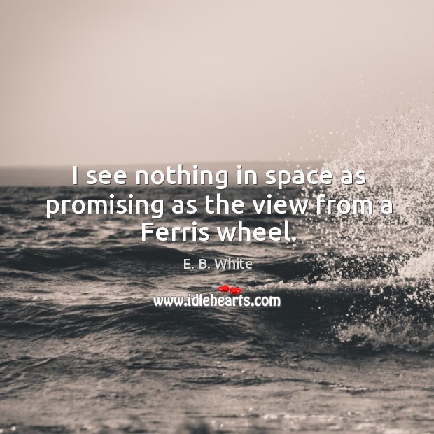 I see nothing in space as promising as the view from a ferris wheel. E. B. White Picture Quote