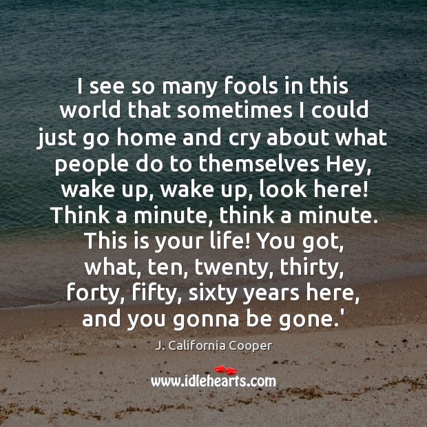 I see so many fools in this world that sometimes I could J. California Cooper Picture Quote