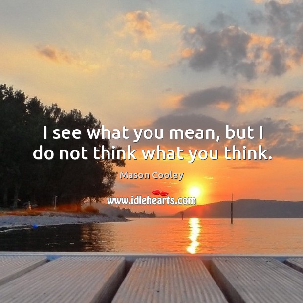 I see what you mean, but I do not think what you think. Mason Cooley Picture Quote