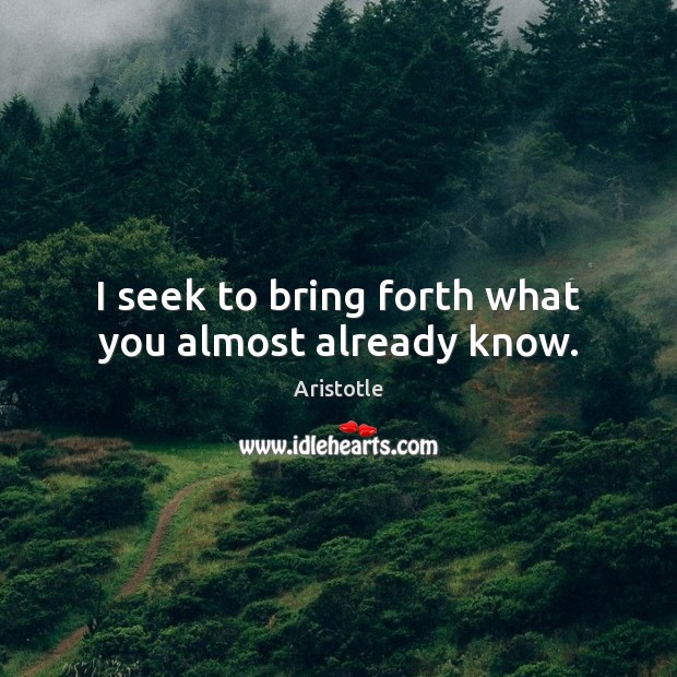 I seek to bring forth what you almost already know. Image