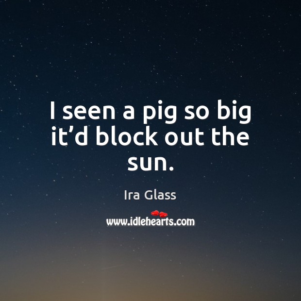 I seen a pig so big it’d block out the sun. Ira Glass Picture Quote