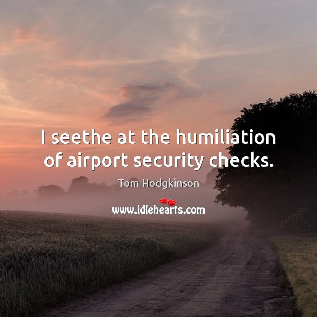 I seethe at the humiliation of airport security checks. Tom Hodgkinson Picture Quote