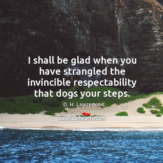 I shall be glad when you have strangled the invincible respectability that dogs your steps. 