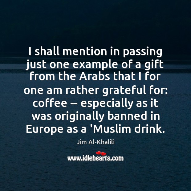 I shall mention in passing just one example of a gift from Jim Al-Khalili Picture Quote