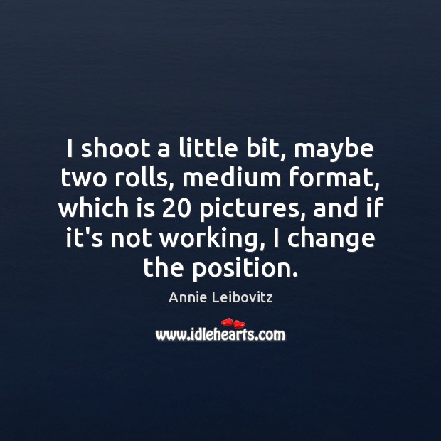 I shoot a little bit, maybe two rolls, medium format, which is 20 Annie Leibovitz Picture Quote