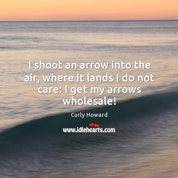 I shoot an arrow into the air, where it lands I do not care: I get my arrows wholesale! Curly Howard Picture Quote