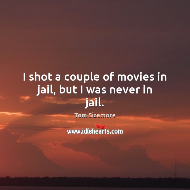 I shot a couple of movies in jail, but I was never in jail. Tom Sizemore Picture Quote