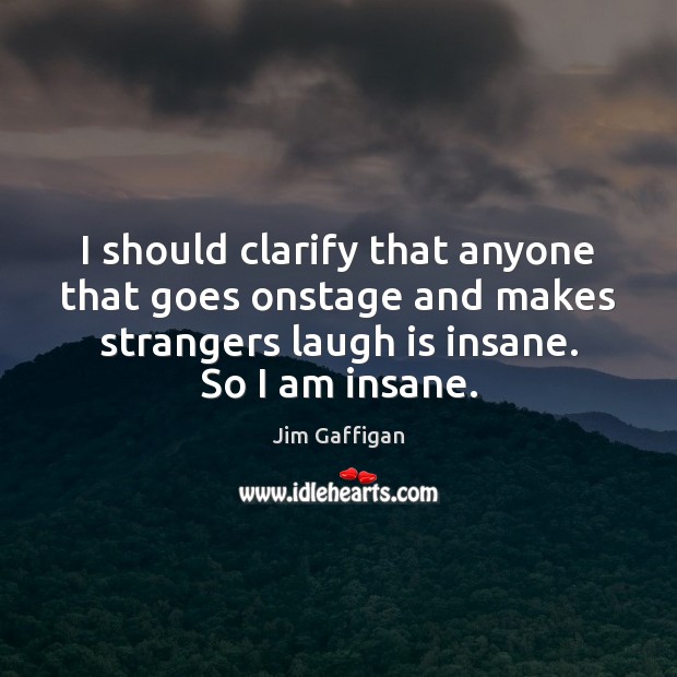 I should clarify that anyone that goes onstage and makes strangers laugh Jim Gaffigan Picture Quote