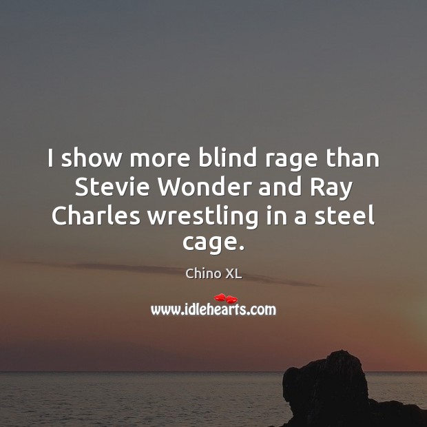 I show more blind rage than Stevie Wonder and Ray Charles wrestling in a steel cage. Chino XL Picture Quote