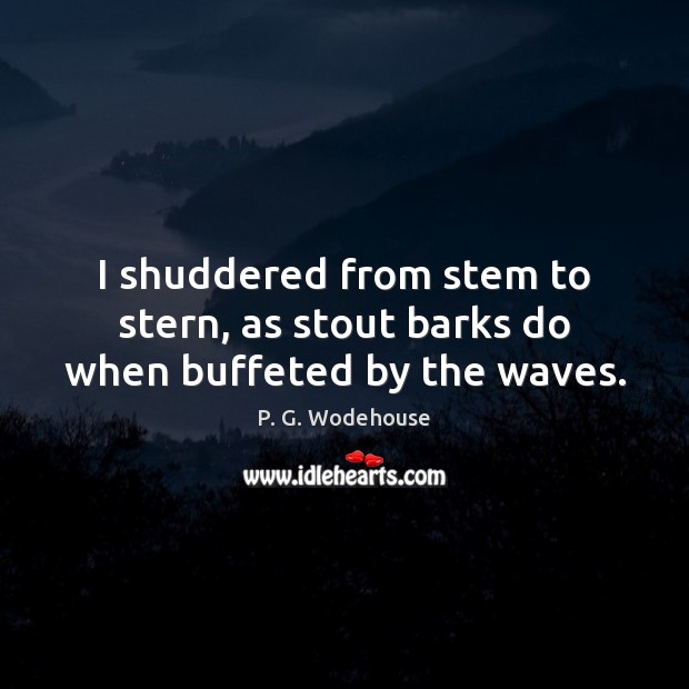 I shuddered from stem to stern, as stout barks do when buffeted by the waves. P. G. Wodehouse Picture Quote
