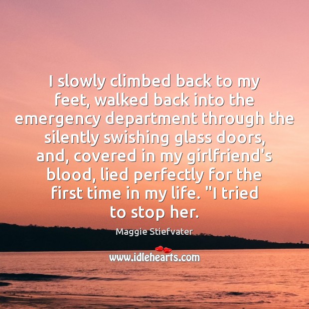 I slowly climbed back to my feet, walked back into the emergency Maggie Stiefvater Picture Quote
