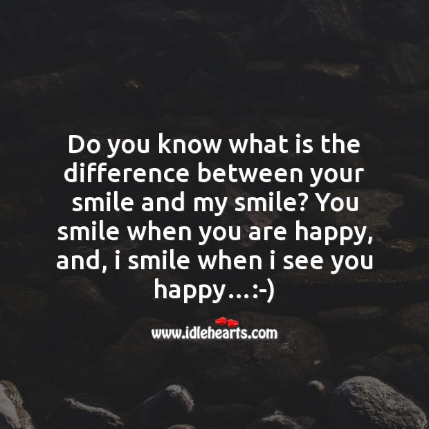 I smile when I see you happy…:-) Love Messages Image